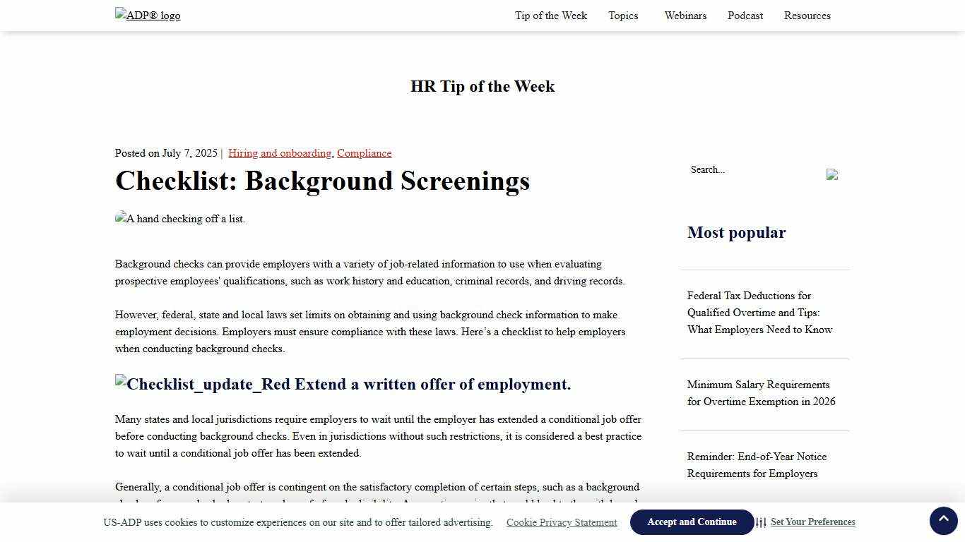 Checklist: Background Screenings
