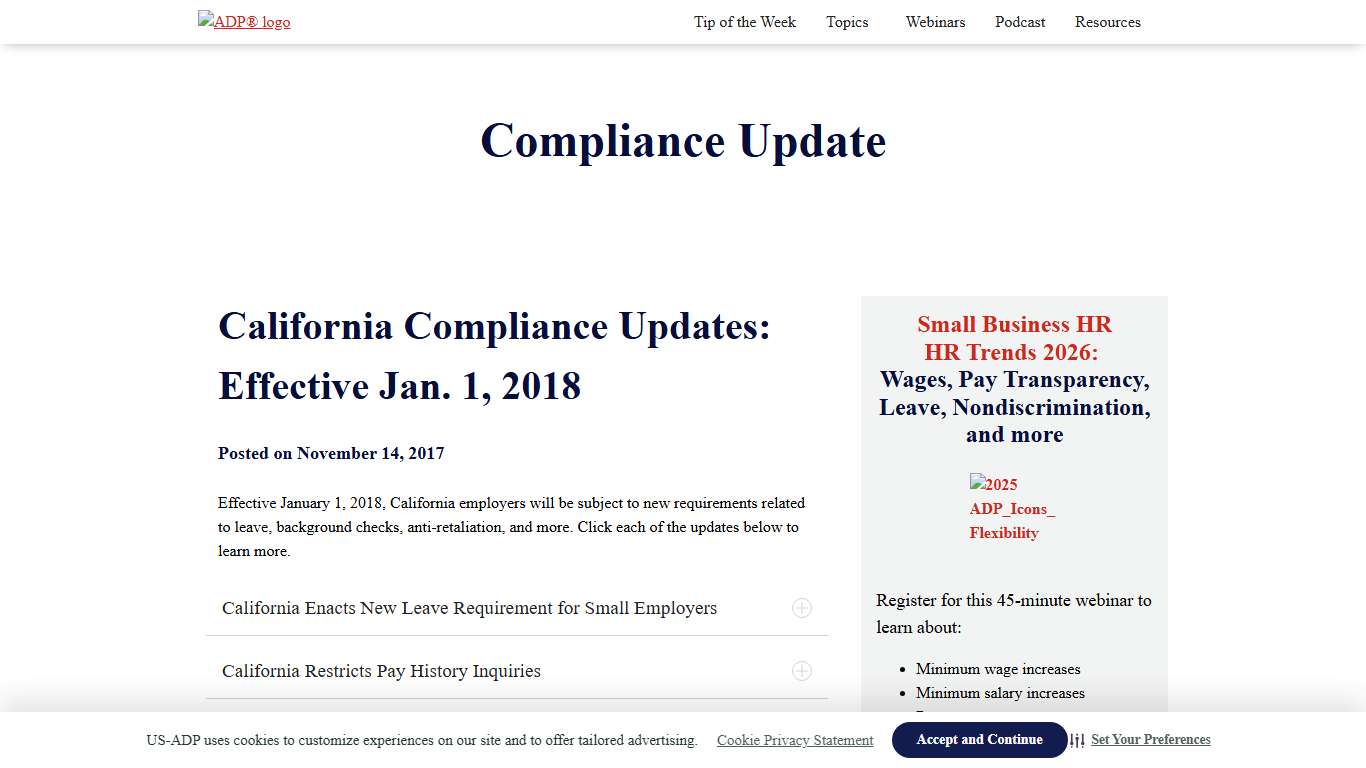 ADP HR Compliance Update