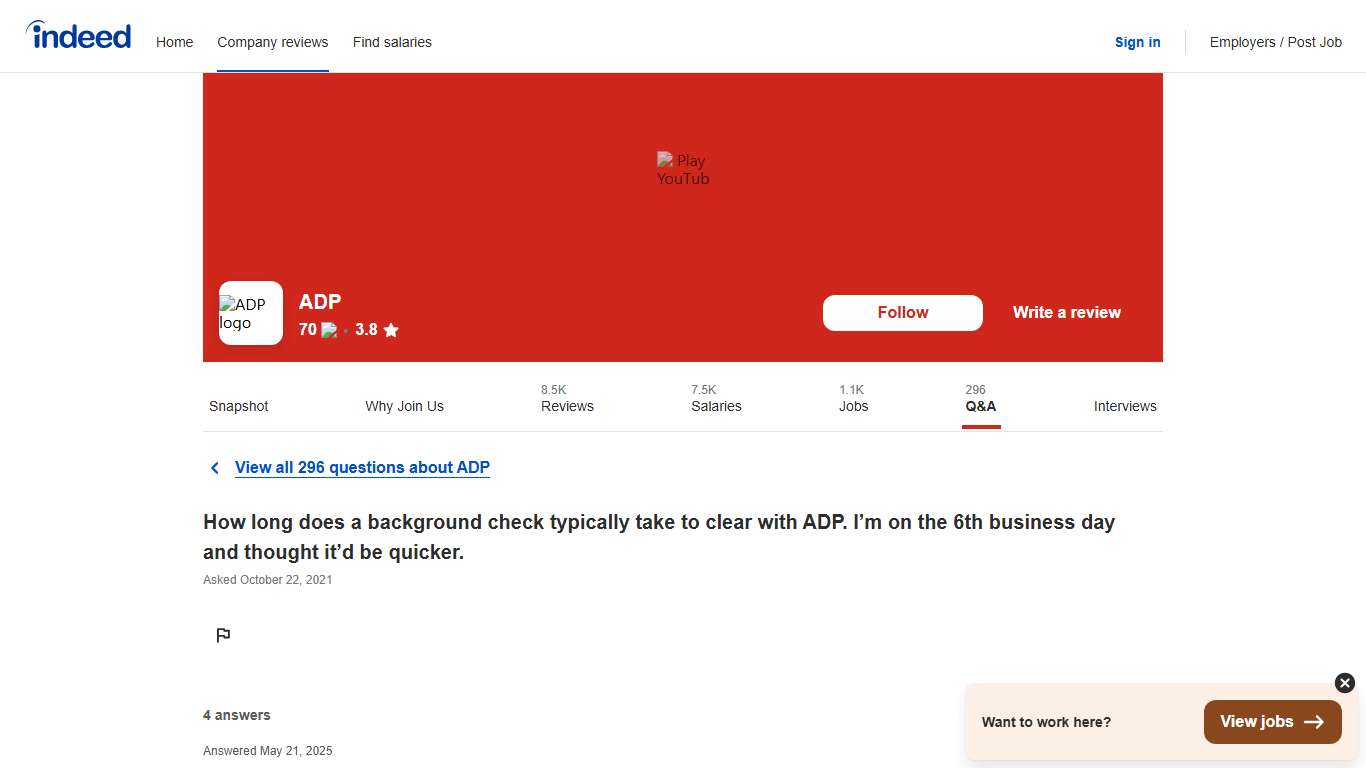 How long does a background check typically take to clear with ADP. I’m on the 6th business day and thought it’d be quicker. ADP Indeed.com